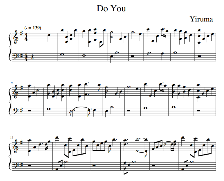 Yiruma - Do You sheet music for piano